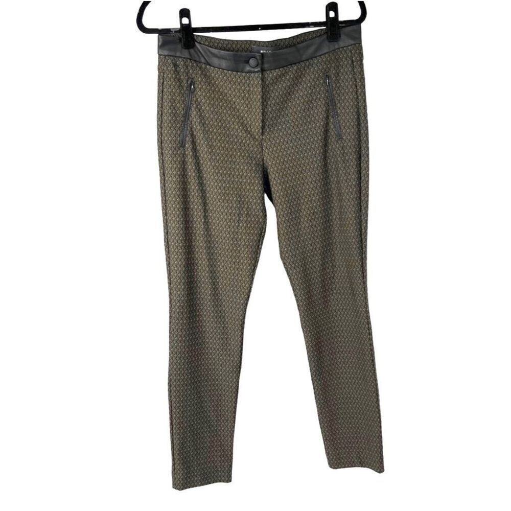 Brax Feel Good Olive Black Print Chino Faux Leather Piping Pants‎ 31/32